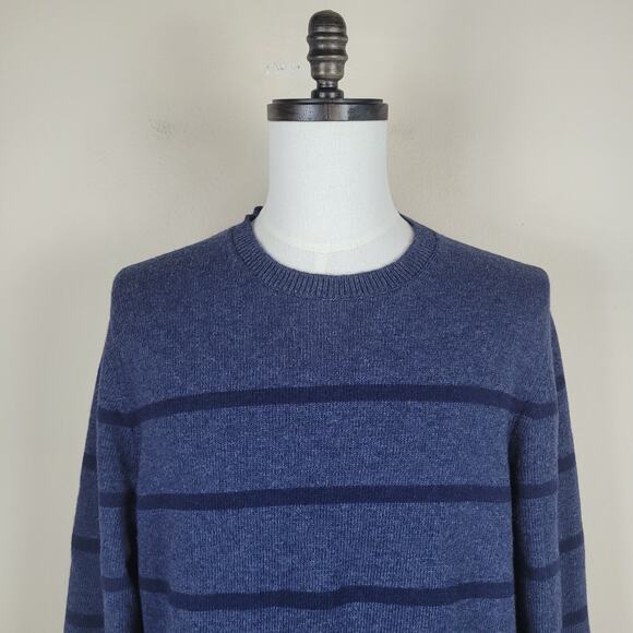 Banana Republic Sweater Men Large Blue Navy Stripes Wool Blend Crewneck Filpucci - Picture 2 of 9